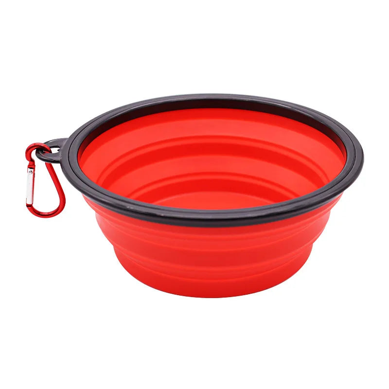 2-in-1 Collapsible Silicone Dog Bowl & Water Bottle – Portable Travel Feeder with Carabiner for Dogs & Cats
