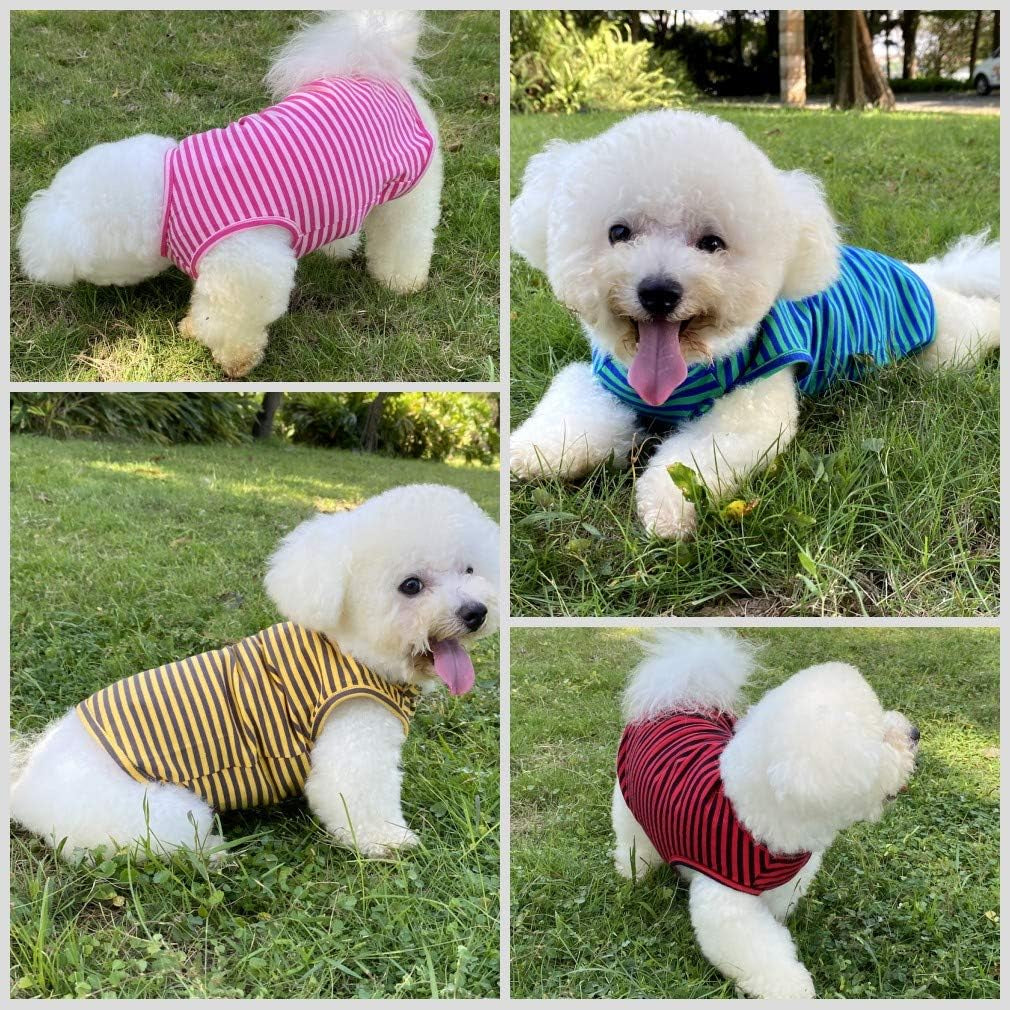 Striped Cotton Dog T-Shirt – Soft Sleeveless Vest for Dogs & Cats
