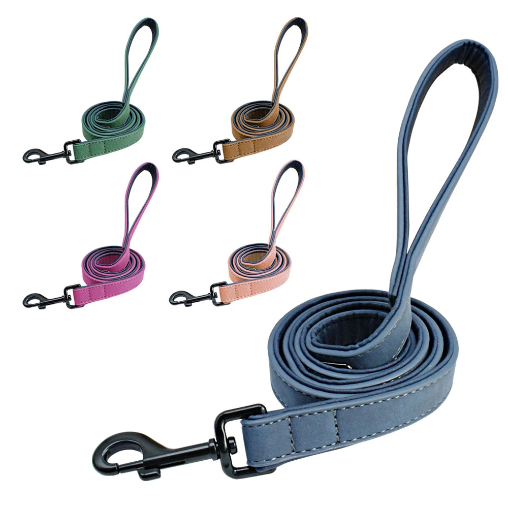 Leather Dog Leash 4 ft – Padded Handle, Heavy-Duty Lead