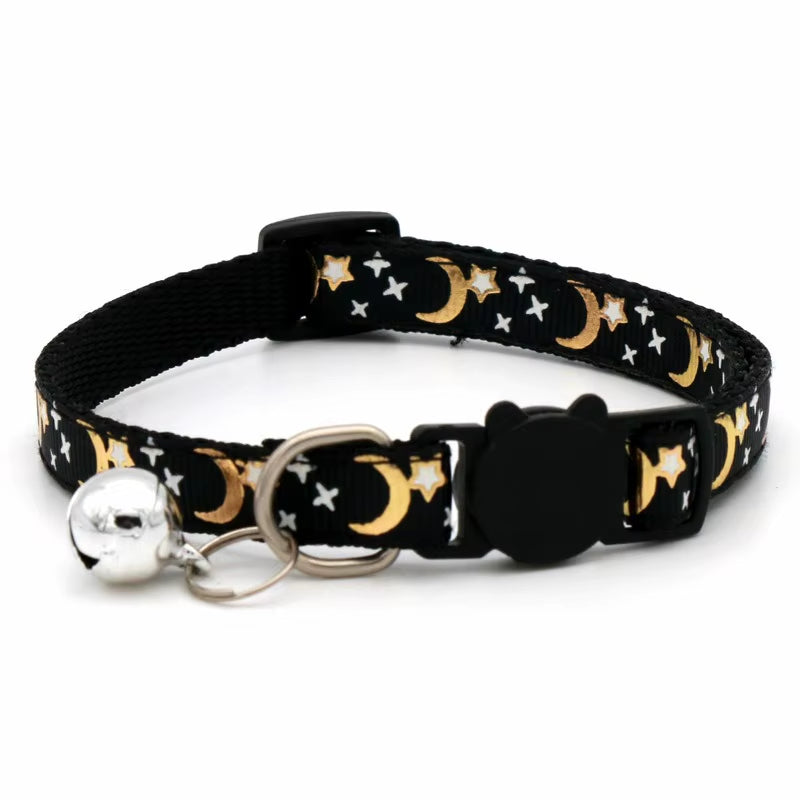 Cat & Puppy Collar with Bell – Adjustable Paw Print Design