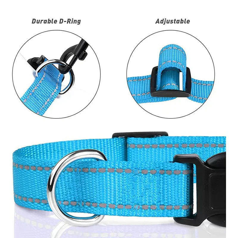 Reflective Dog & Cat Collar – Adjustable No-Choke Nylon