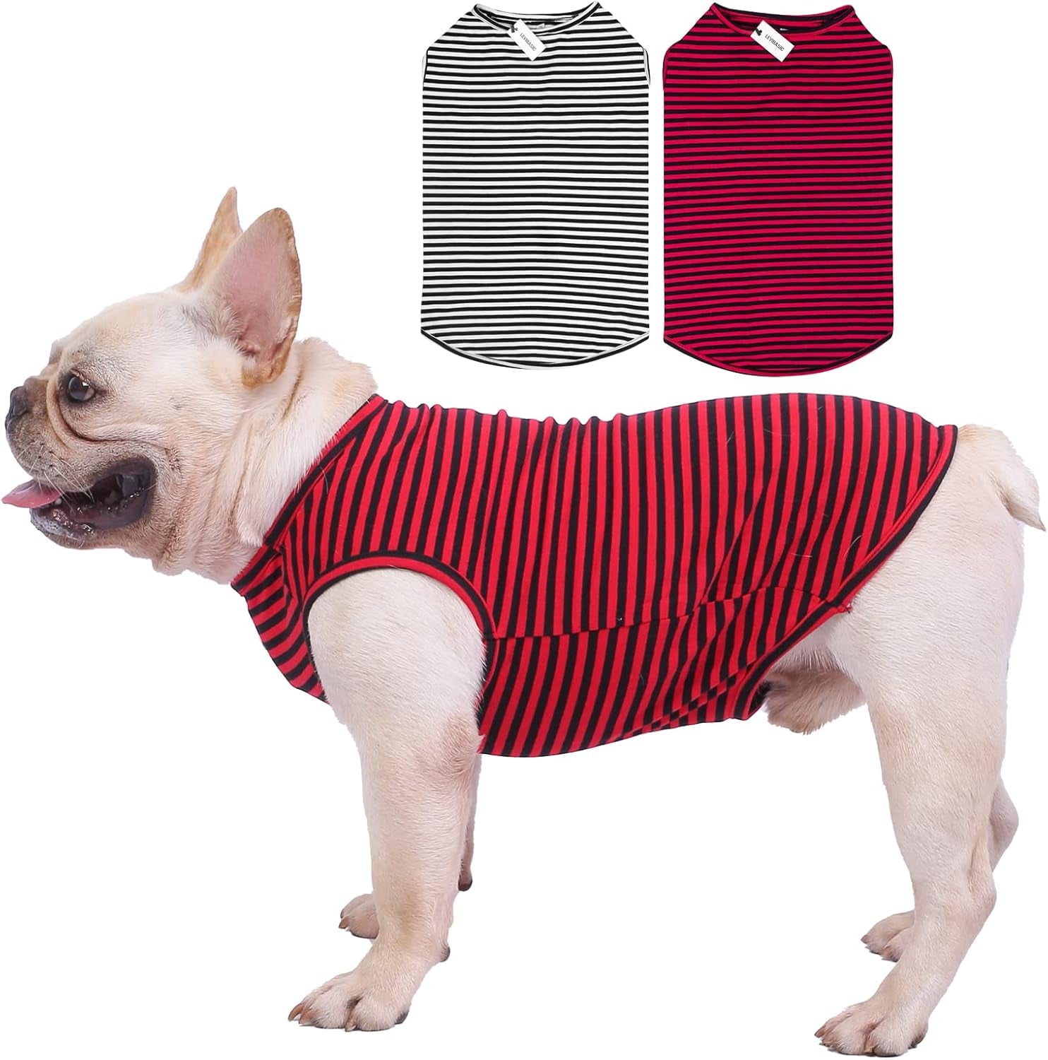 Striped Cotton Dog T-Shirt – Soft Sleeveless Vest for Dogs & Cats