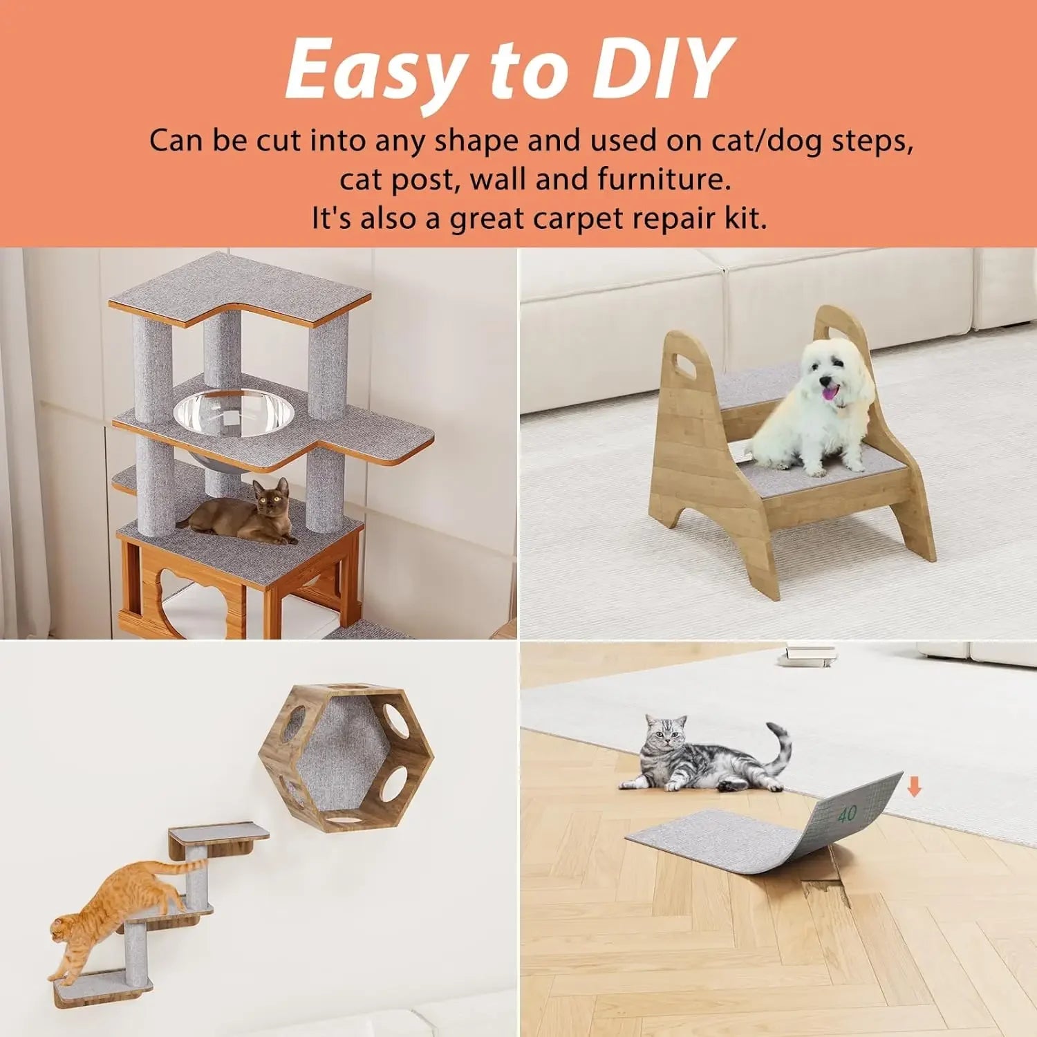 Self-Adhesive Cat Scratching Mat – Trimmable Furniture & Sofa Protector