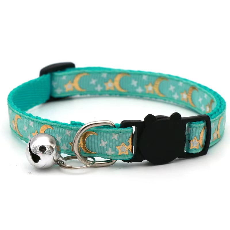 Cat & Puppy Collar with Bell – Adjustable Paw Print Design