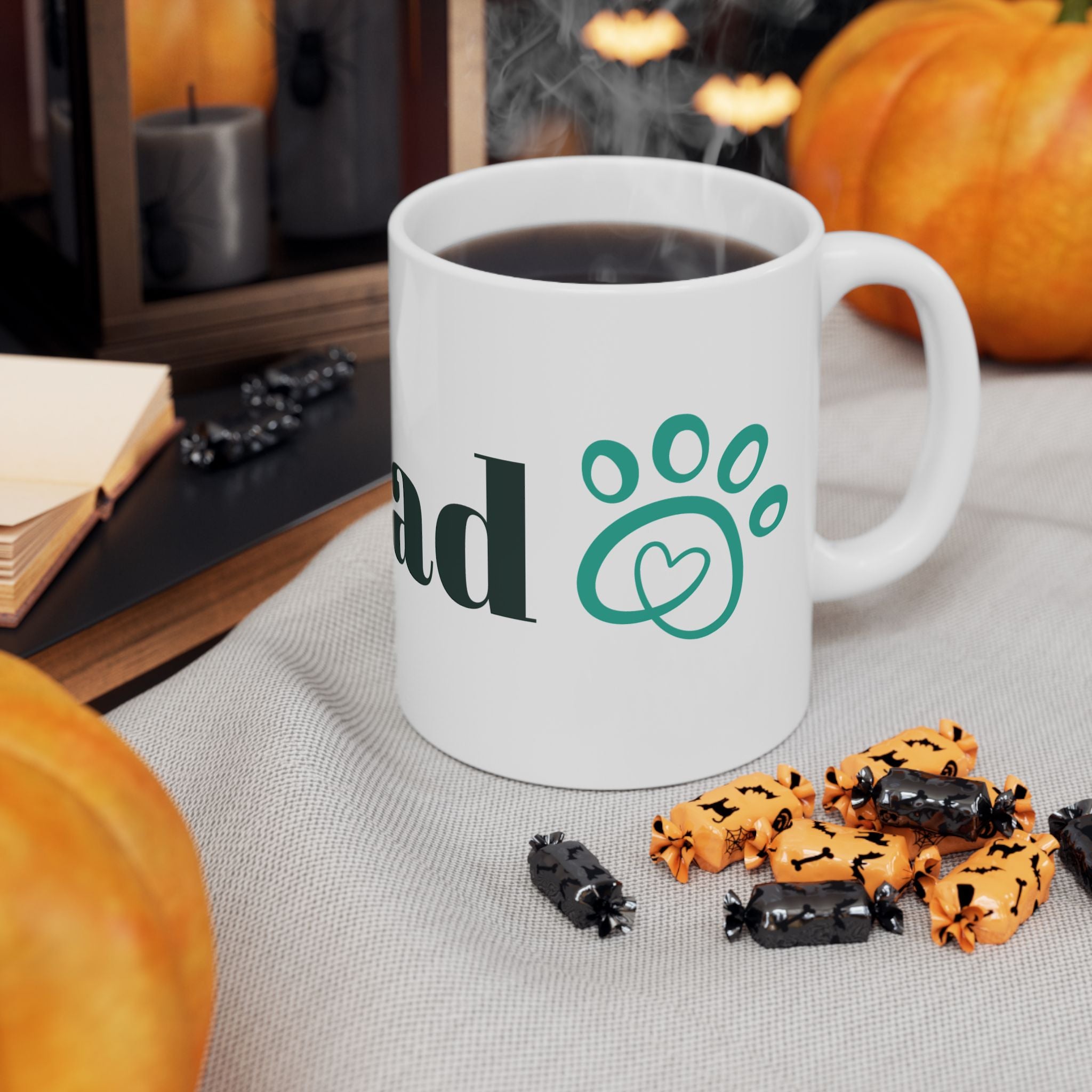 Dog Dad Ceramic Mug — Paw Print Coffee Cup for Pet Lovers (11oz & 15oz)