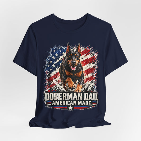 Doberman Dad American Made Patriotic Unisex Graphic Tee