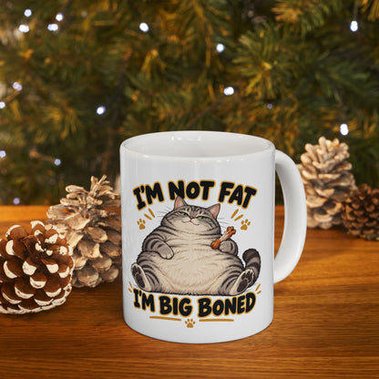 I'm Not Fat I'm Big Boned Chonky Tabby Cat Ceramic Mug