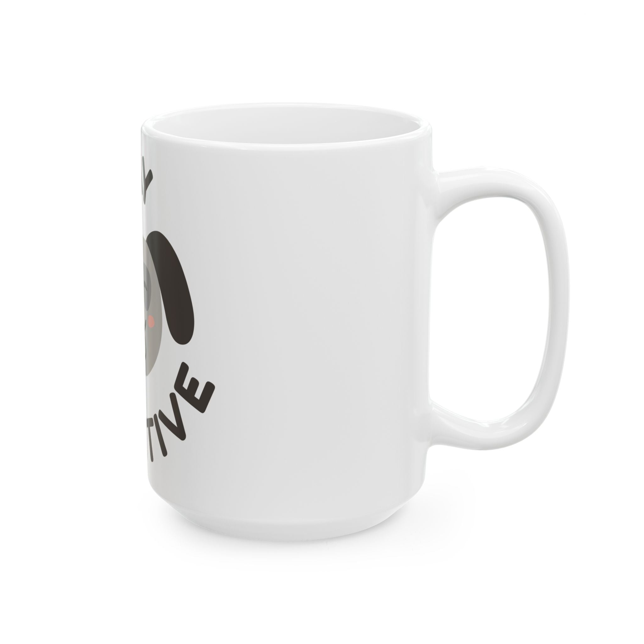 Stay Pawsitive Dog Mug — Cute Winking Puppy Ceramic Coffee Cup (11oz, 15oz)
