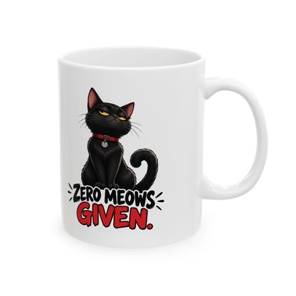 Zero Meows Given Sassy Black Cat Ceramic Coffee Mug