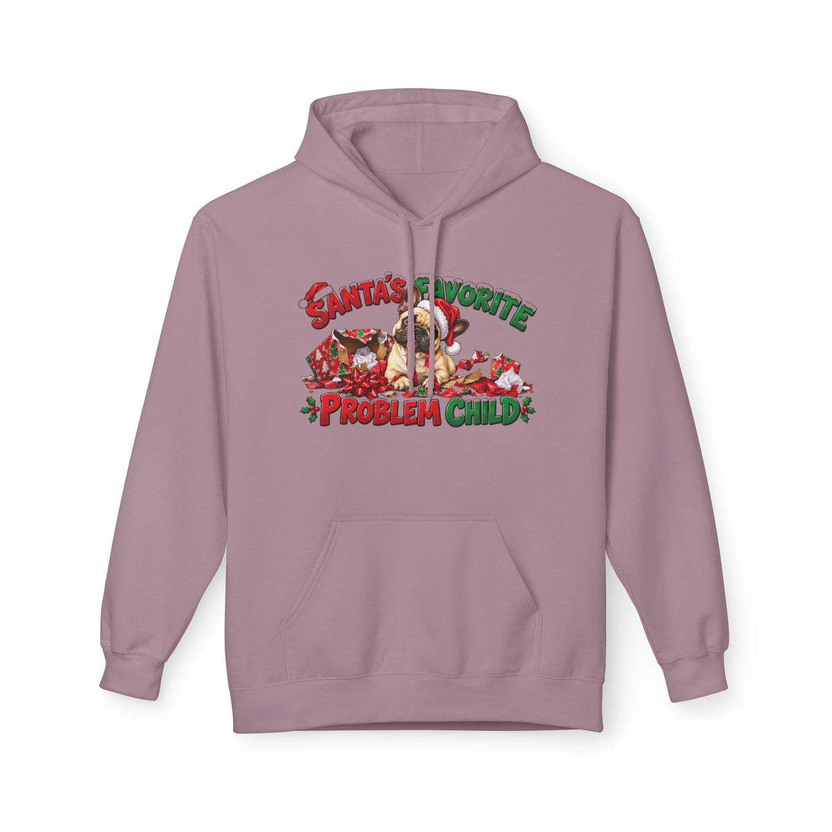 Santa's Favorite Problem Child French Bulldog Christmas Hoodie | Funny Holiday Dog Lover Pullover