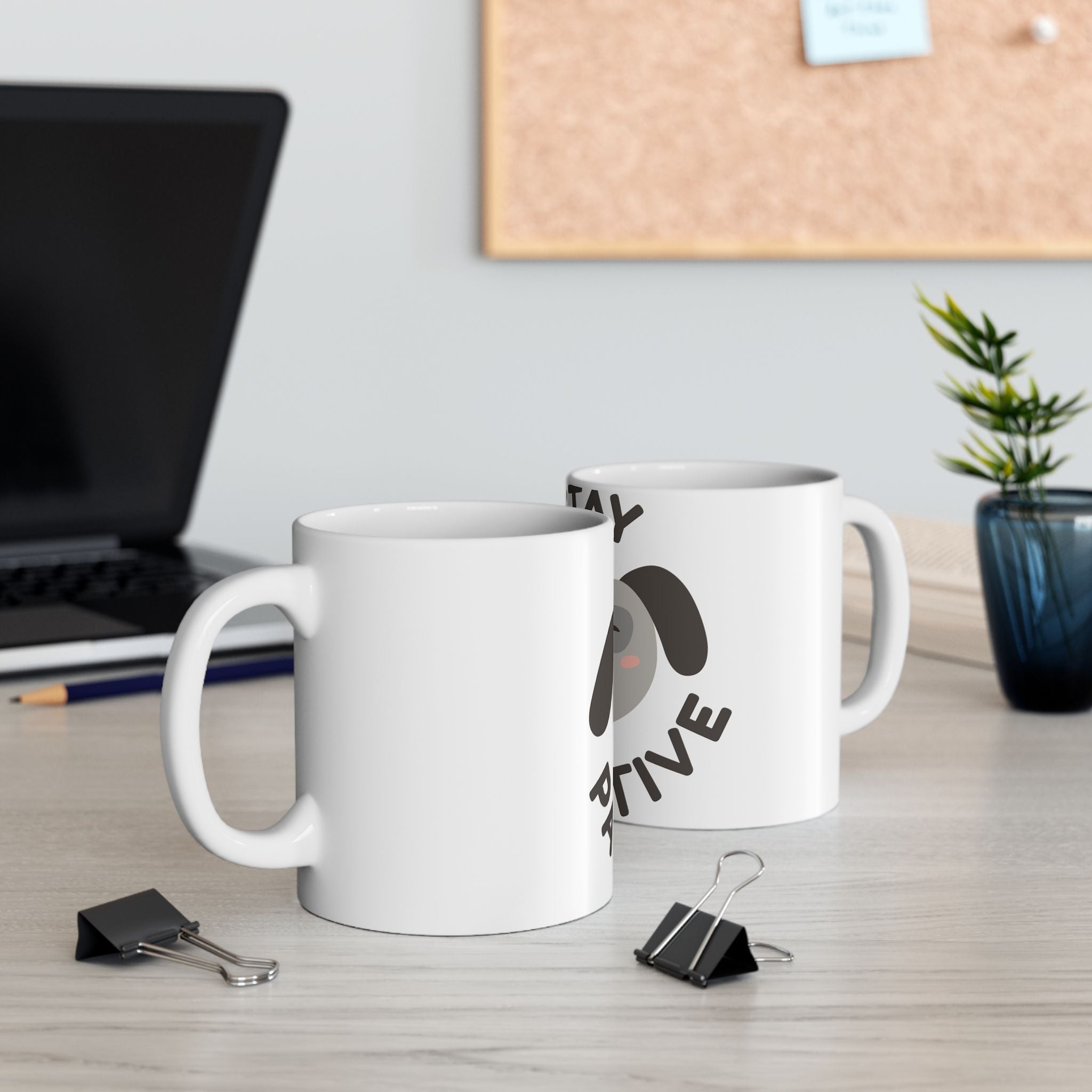 Stay Pawsitive Dog Mug — Cute Winking Puppy Ceramic Coffee Cup (11oz, 15oz)