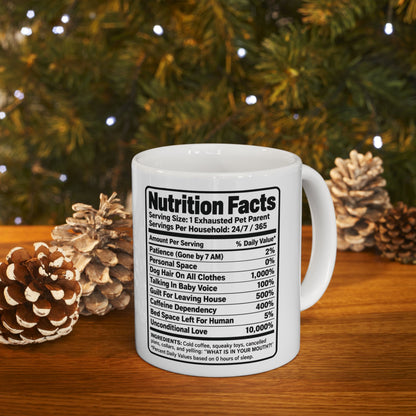 Pet Parent Nutrition Facts Ceramic Coffee Mug | Velcro Dog Lover Gift