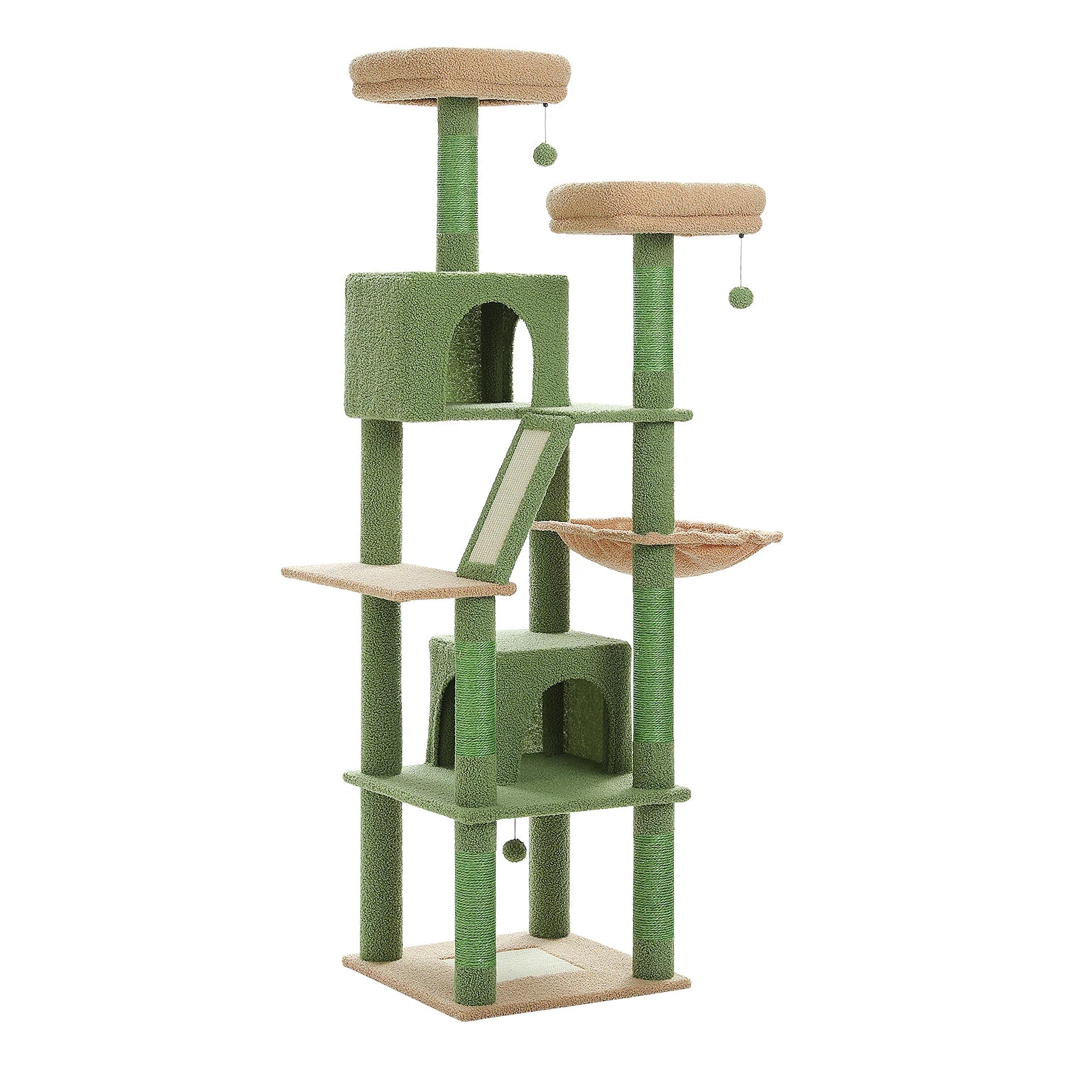 70.9" Multi-Level Cat Tree Tower with Scratching Posts, Hammock & Condos