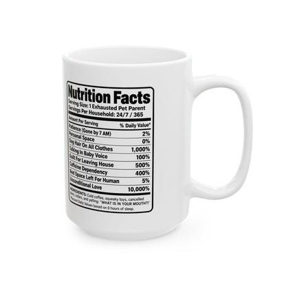 Pet Parent Nutrition Facts Ceramic Coffee Mug | Velcro Dog Lover Gift