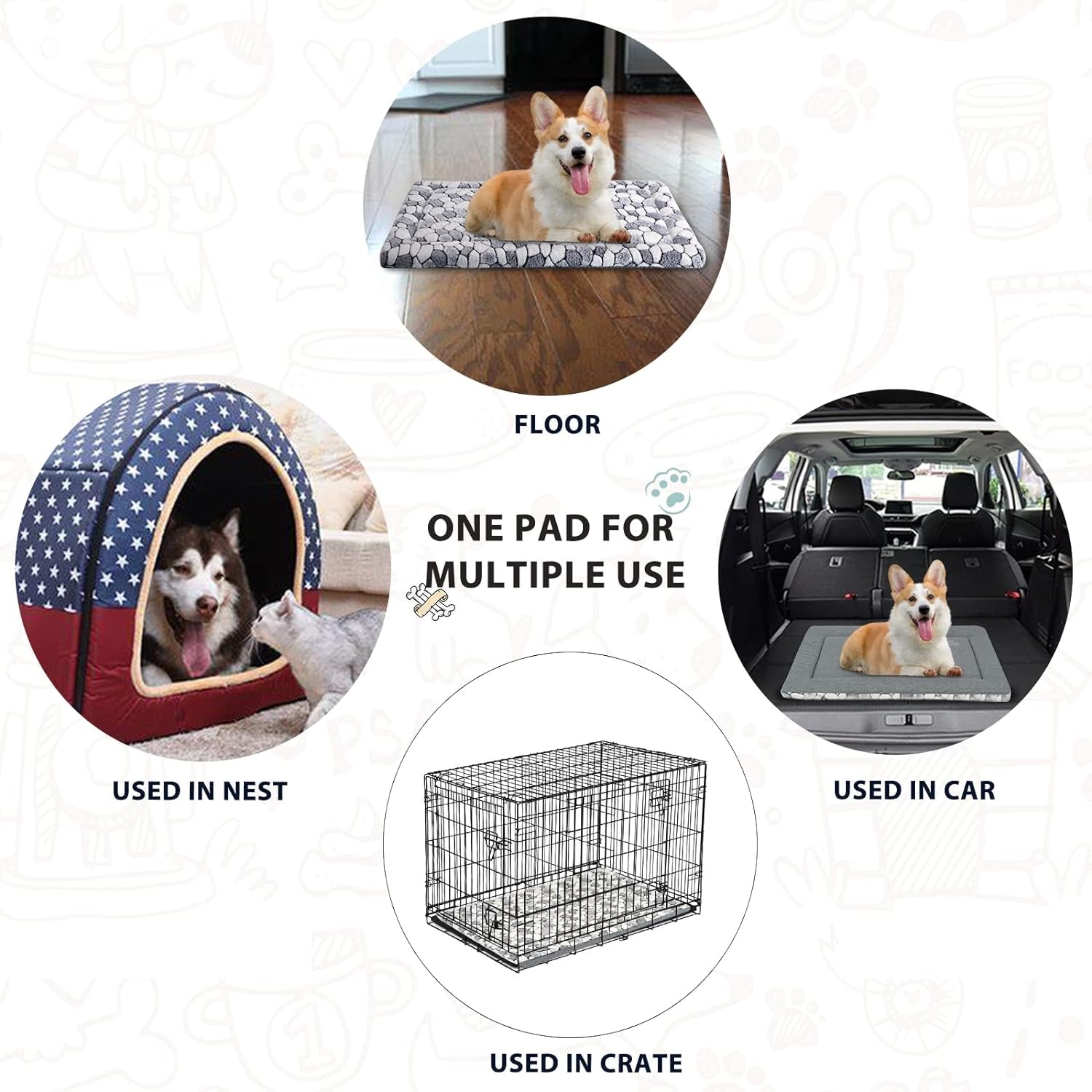 Ultimate Comfort for Your Pet: Reversible Dog Crate Pad Bed Mat - Soft, Stylish, and Machine Washable for Dogs and Cats of All Sizes