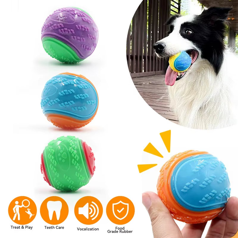 Interactive Squeaky Dog Ball – Soft TPR Chew Toy for Teeth Cleaning