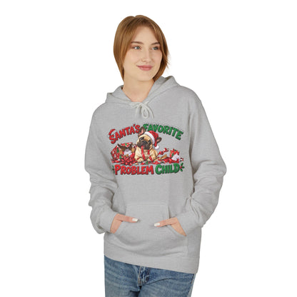 Santa's Favorite Problem Child French Bulldog Christmas Hoodie | Funny Holiday Dog Lover Pullover