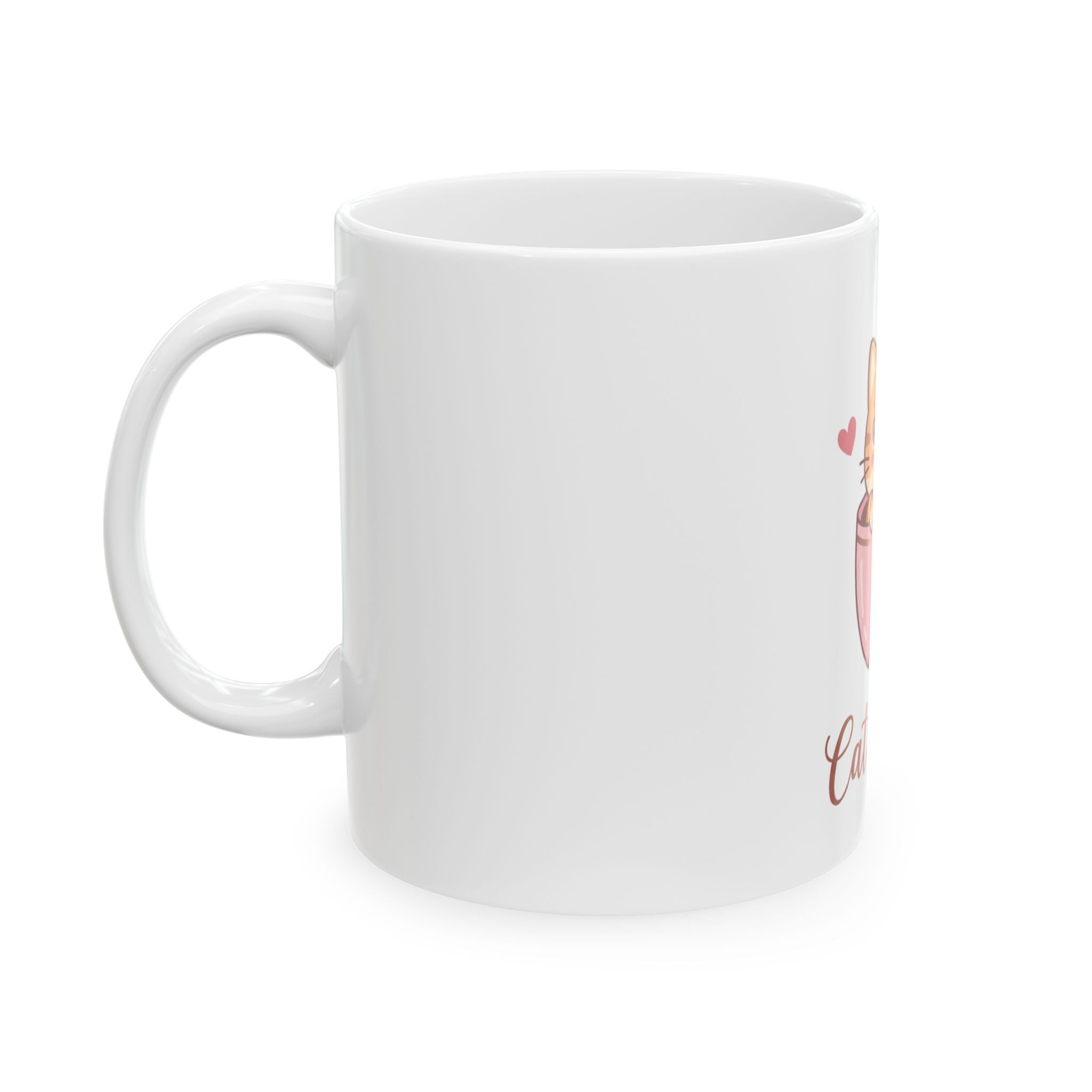 Cat Mom Mug — Cute Kitten in Pink Teacup Ceramic Coffee Cup (11oz, 15oz)