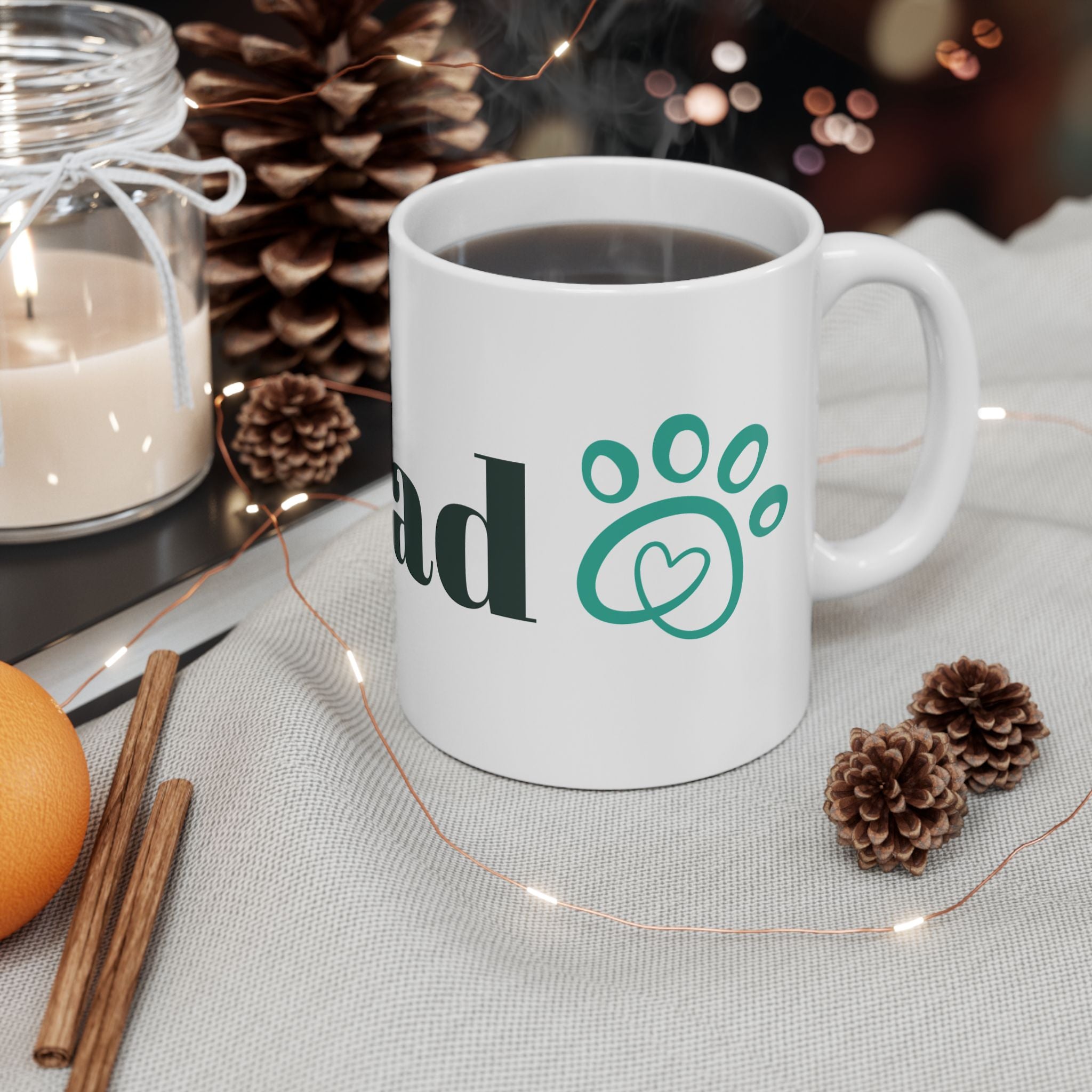Dog Dad Ceramic Mug — Paw Print Coffee Cup for Pet Lovers (11oz & 15oz)