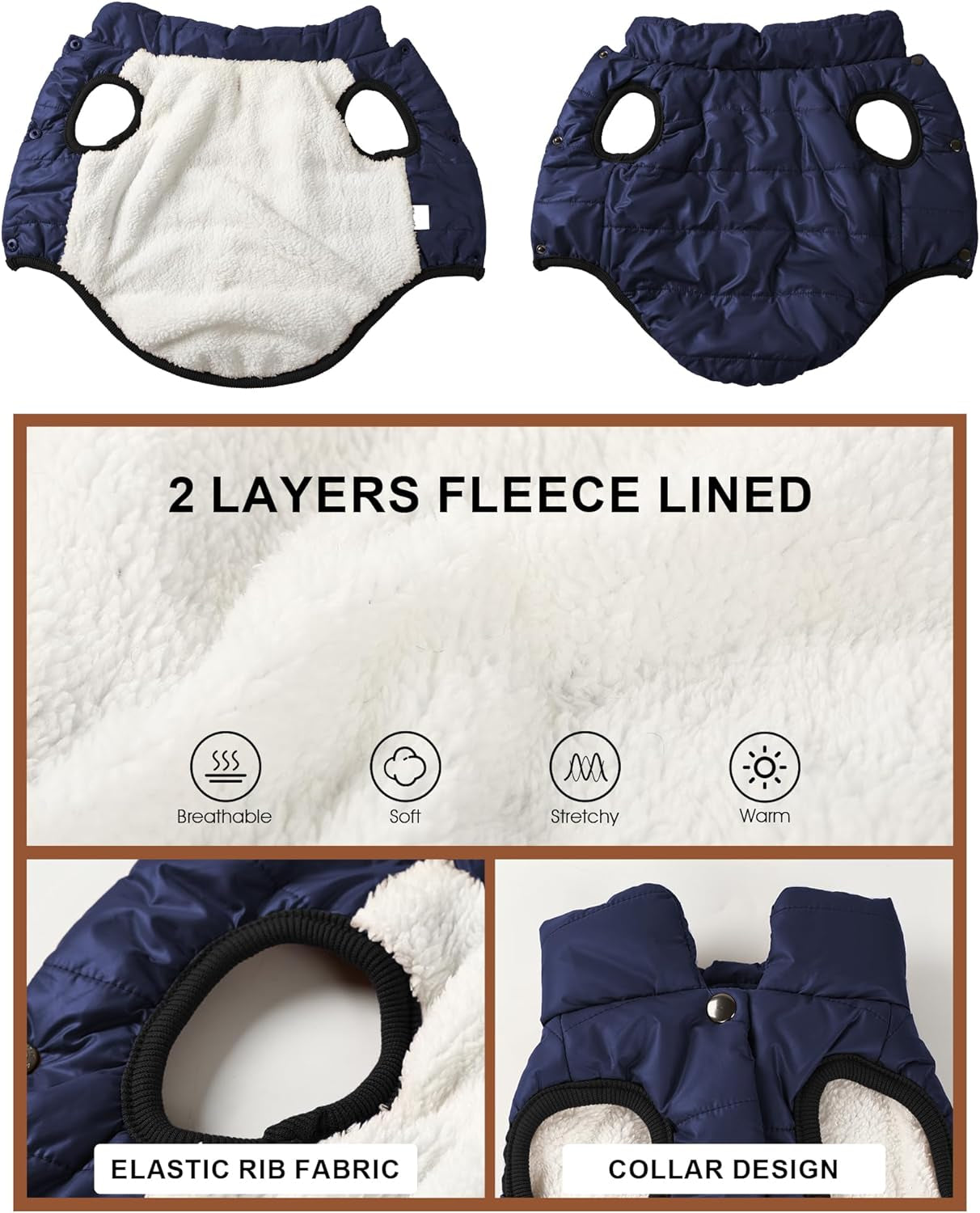 Waterproof Winter Dog Jacket with Fleece