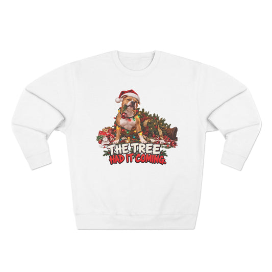 The Tree Had It Coming Pit Bull Christmas Crewneck Sweatshirt