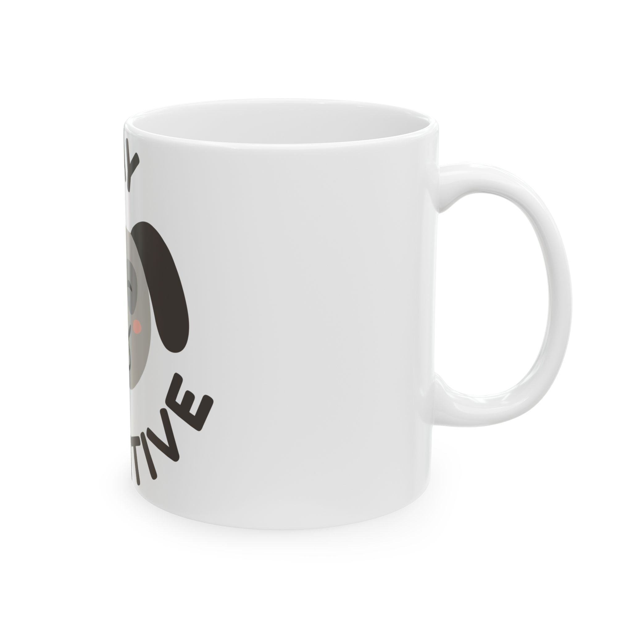Stay Pawsitive Dog Mug — Cute Winking Puppy Ceramic Coffee Cup (11oz, 15oz)