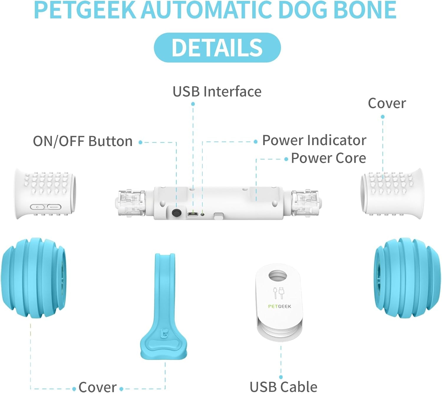 Exciting Interactive Dog Toy - Automatic Chew Bone for Endless Fun, Safe & Durable with Rechargeable USB (Blue)