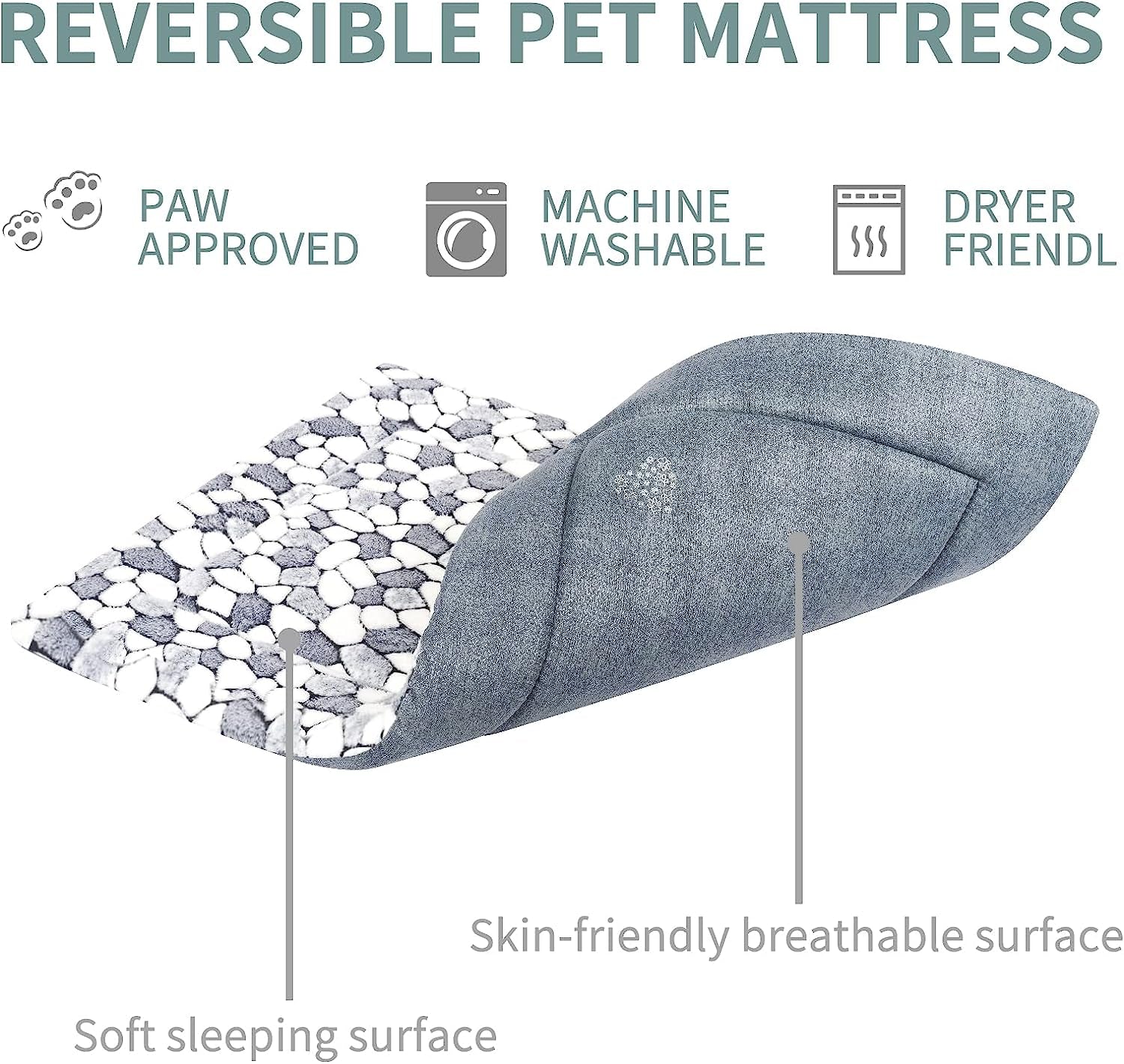 Ultimate Comfort for Your Pet: Reversible Dog Crate Pad Bed Mat - Soft, Stylish, and Machine Washable for Dogs and Cats of All Sizes
