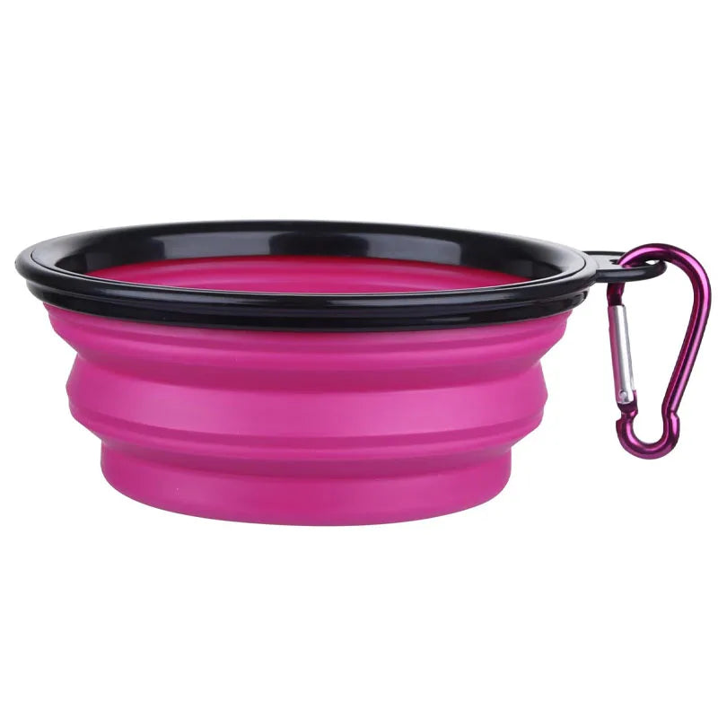 2-in-1 Collapsible Silicone Dog Bowl & Water Bottle – Portable Travel Feeder with Carabiner for Dogs & Cats