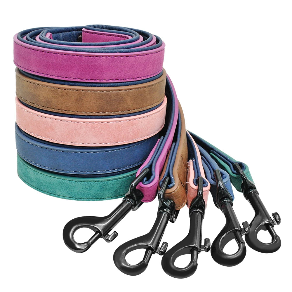 Leather Dog Leash 4 ft – Padded Handle, Heavy-Duty Lead