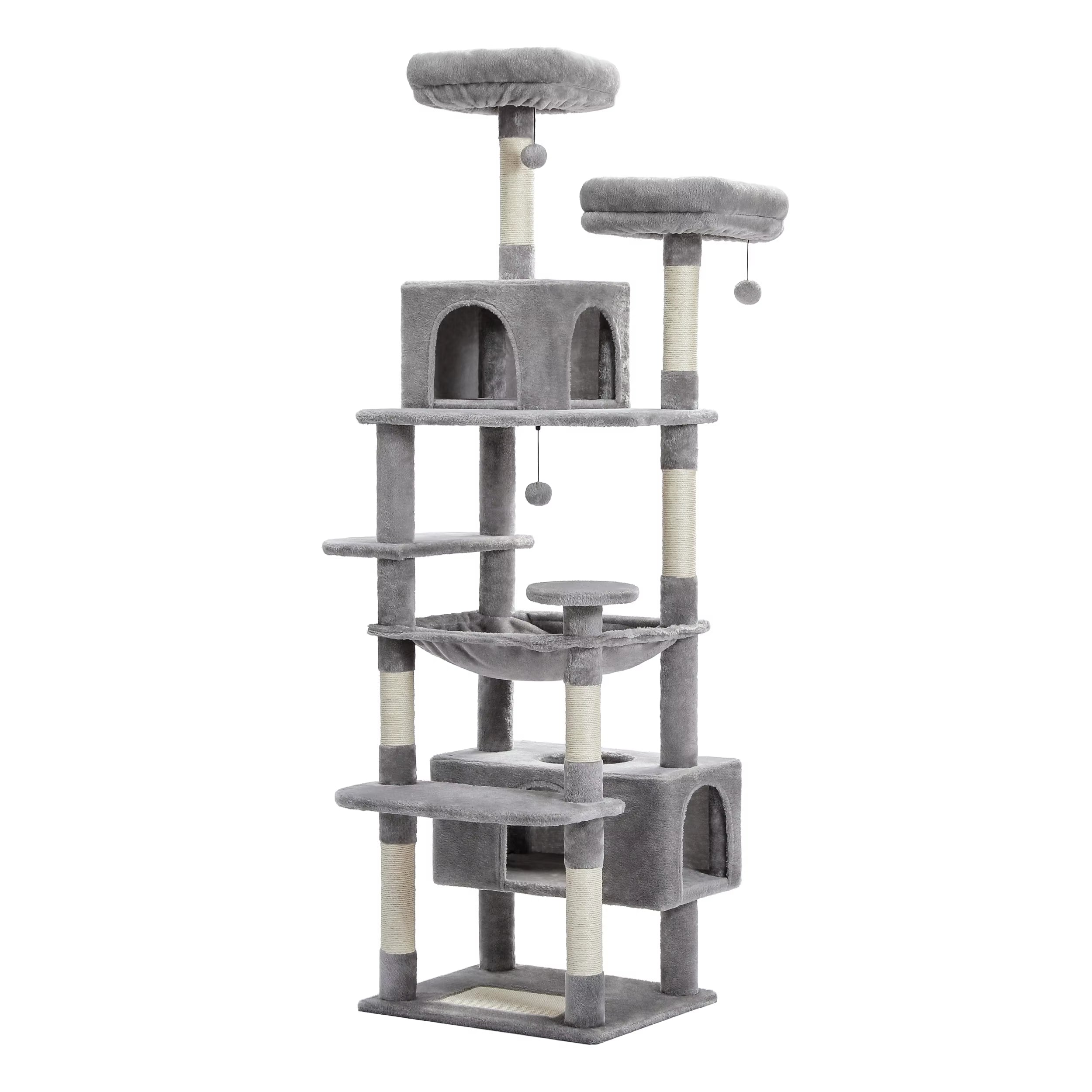 70.9" Multi-Level Cat Tree Tower with Scratching Posts, Hammock & Condos