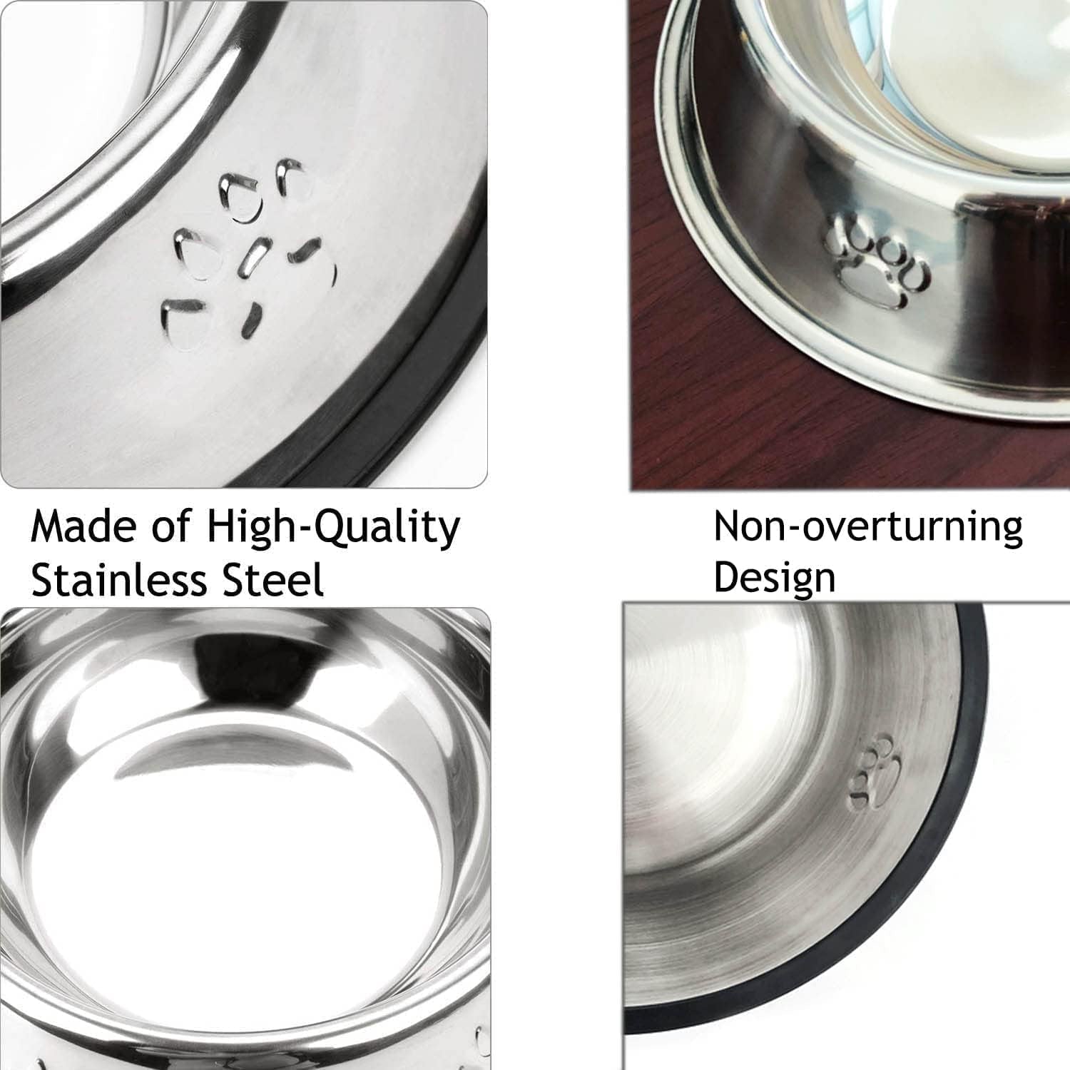 Premium Stainless Steel Dog Bowls - Perfect Feeding Solution for Puppies and Kittens (Set of 2)