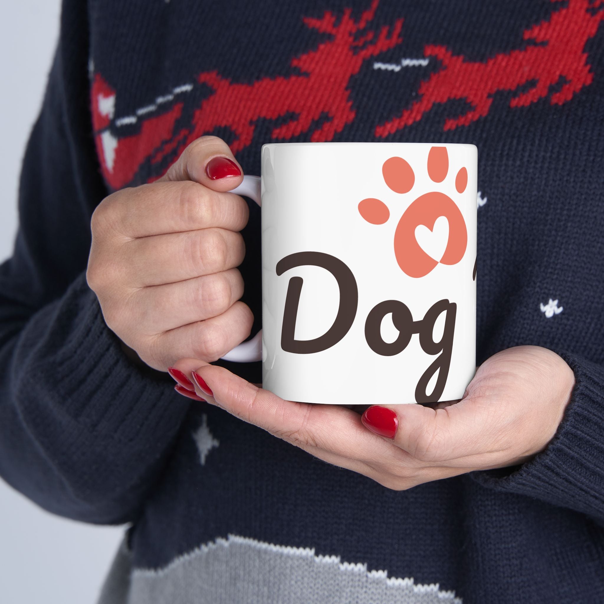 Dog Mom Ceramic Mug — Cute Paw Print Coffee Cup (11oz & 15oz)