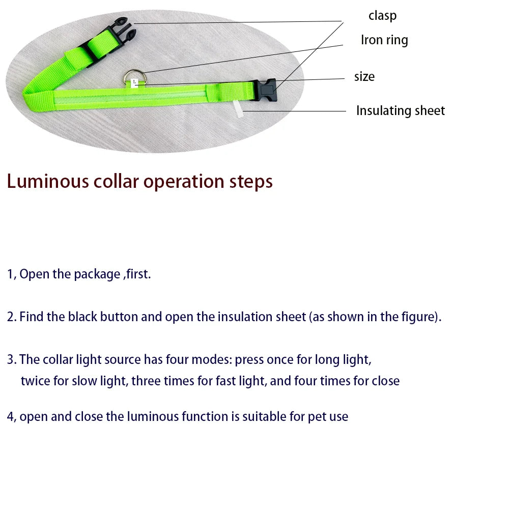 LED Dog Collar – Light-Up Glow Safety Collar for Night Walks
