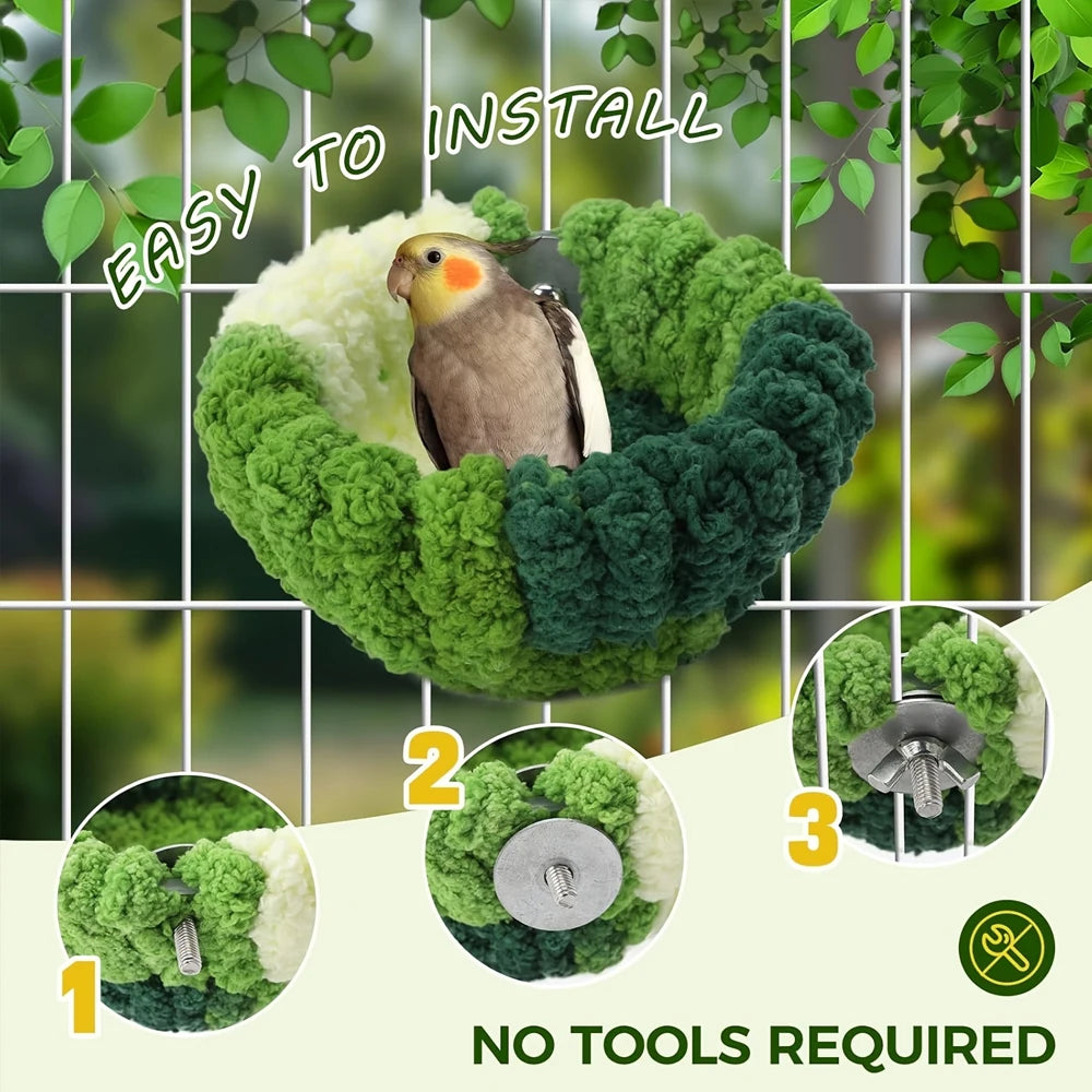 Cozy Plush Bird Sleeping Nest – Warm Cage Bed for Small Birds