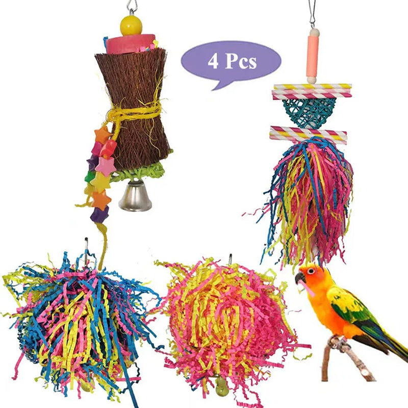 Bird Parrot Toy Set – Colorful Shredder & Foraging Cage Toys (2–3 Pack)