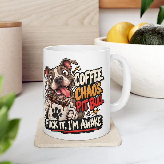 Coffee Chaos Pit Bull Ceramic Coffee Mug