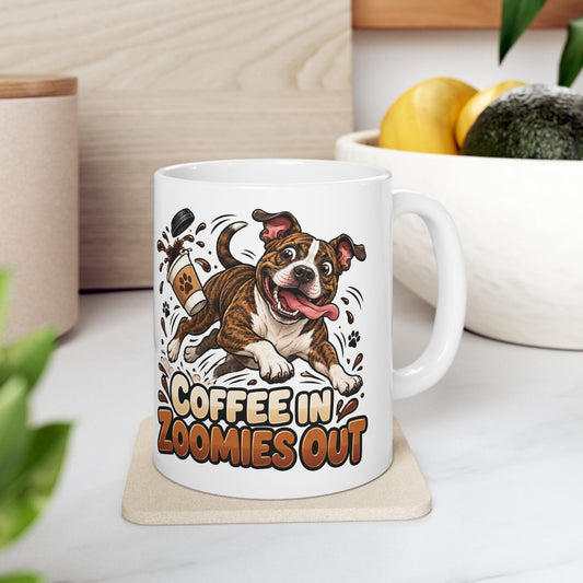 Coffee In Zoomies Out Pit Bull Ceramic Coffee Mug