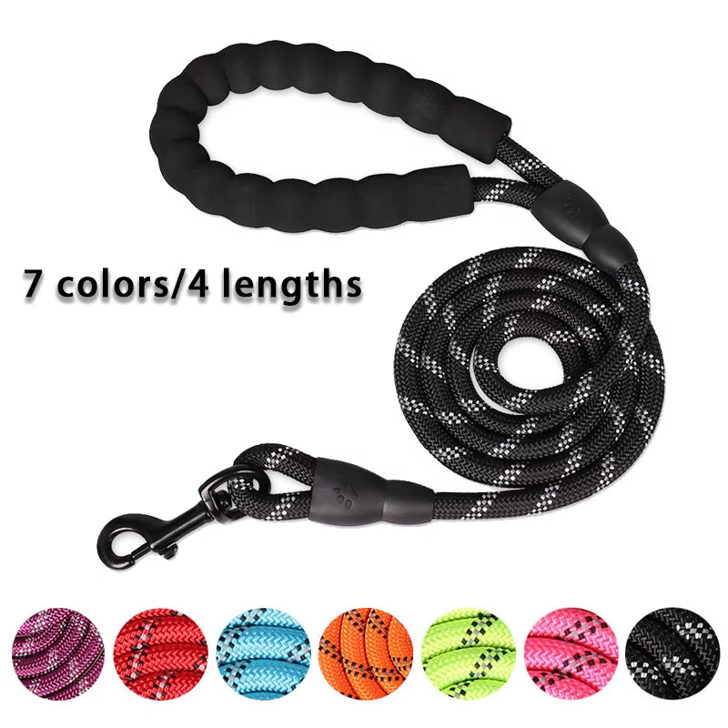Heavy-Duty Reflective Nylon Dog Leash – 4 Lengths, 7 Colors | All Life Stages