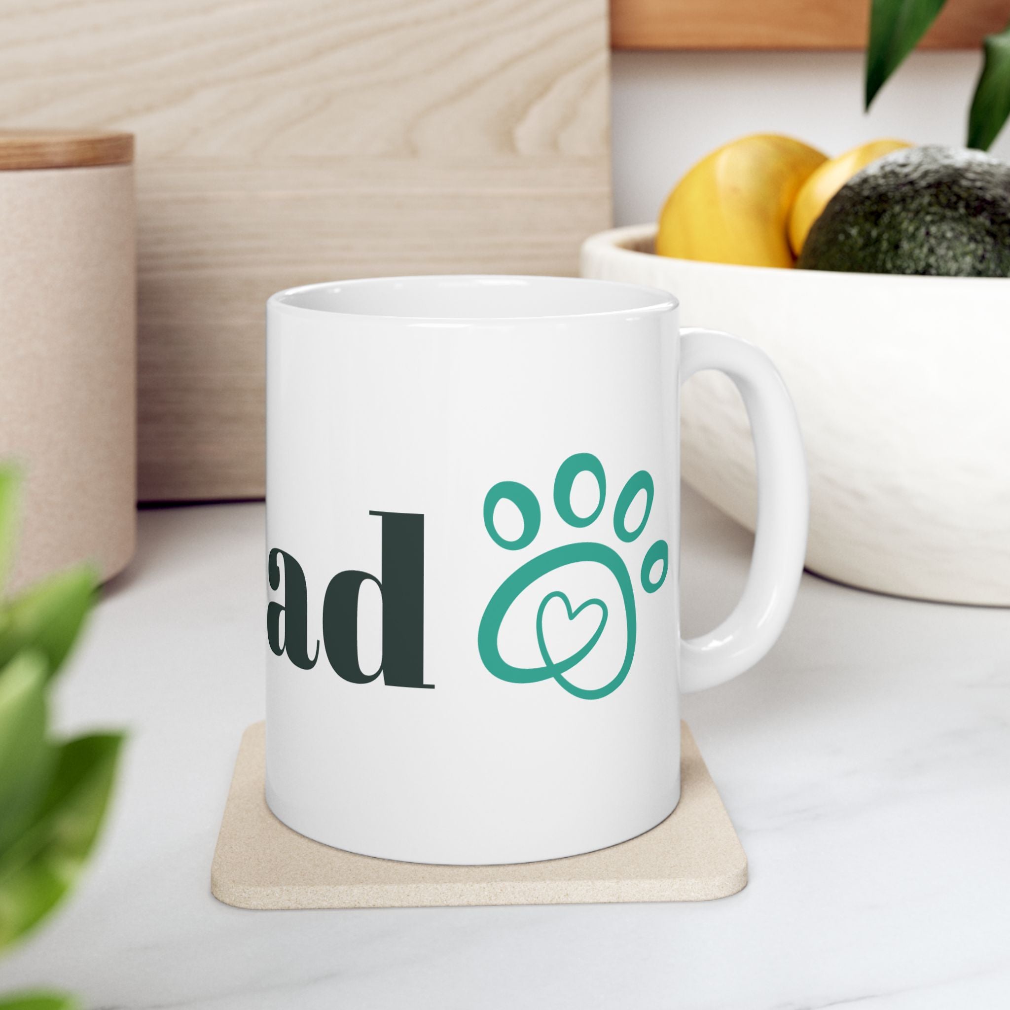 Dog Dad Ceramic Mug — Paw Print Coffee Cup for Pet Lovers (11oz & 15oz)