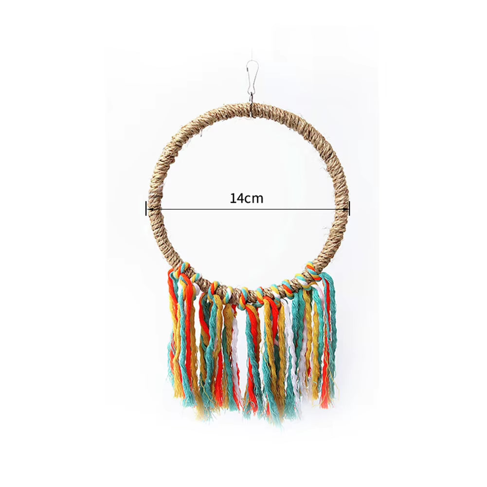 Pet Bird Parrot Toy Cotton Rope Circle Toys Chewing Bite Parrot Perch Hanging Cage Swing Rope Ring Stand Climb Toy Bird Supplies