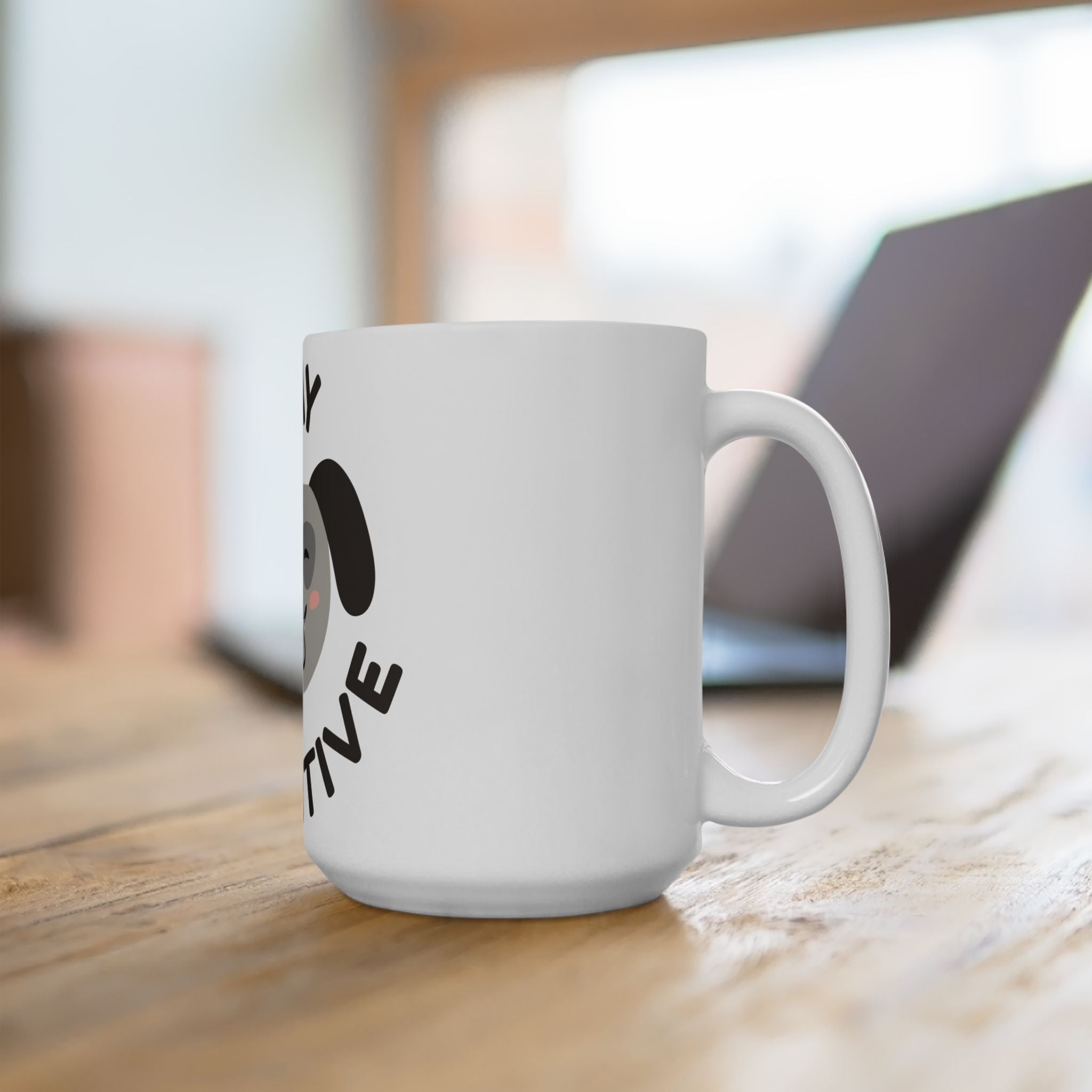 Stay Pawsitive Dog Mug — Cute Winking Puppy Ceramic Coffee Cup (11oz, 15oz)
