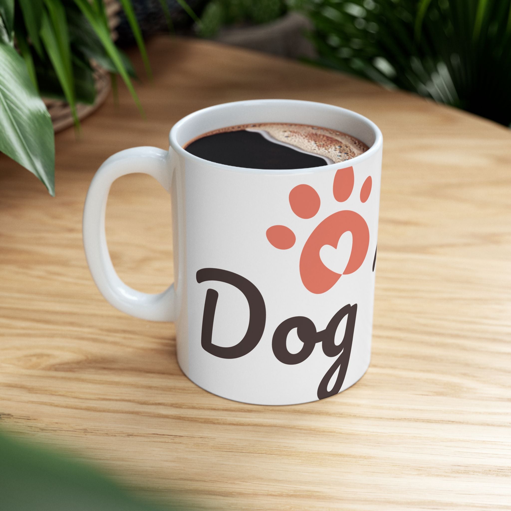 Dog Mom Ceramic Mug — Cute Paw Print Coffee Cup (11oz & 15oz)