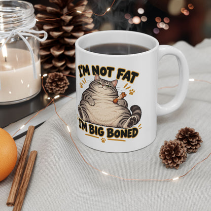 I'm Not Fat I'm Big Boned Chonky Tabby Cat Ceramic Mug
