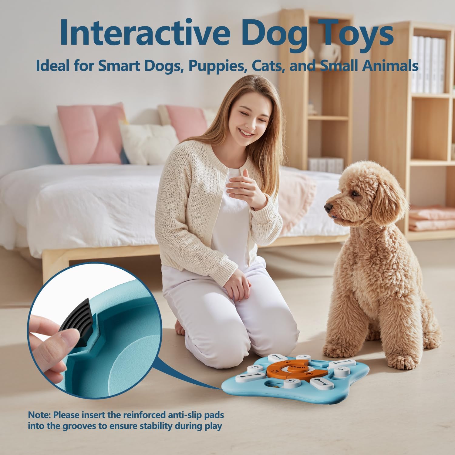 Interactive Dog Treat Puzzle Toy – Mental Enrichment & Slow Feeder with Squeak