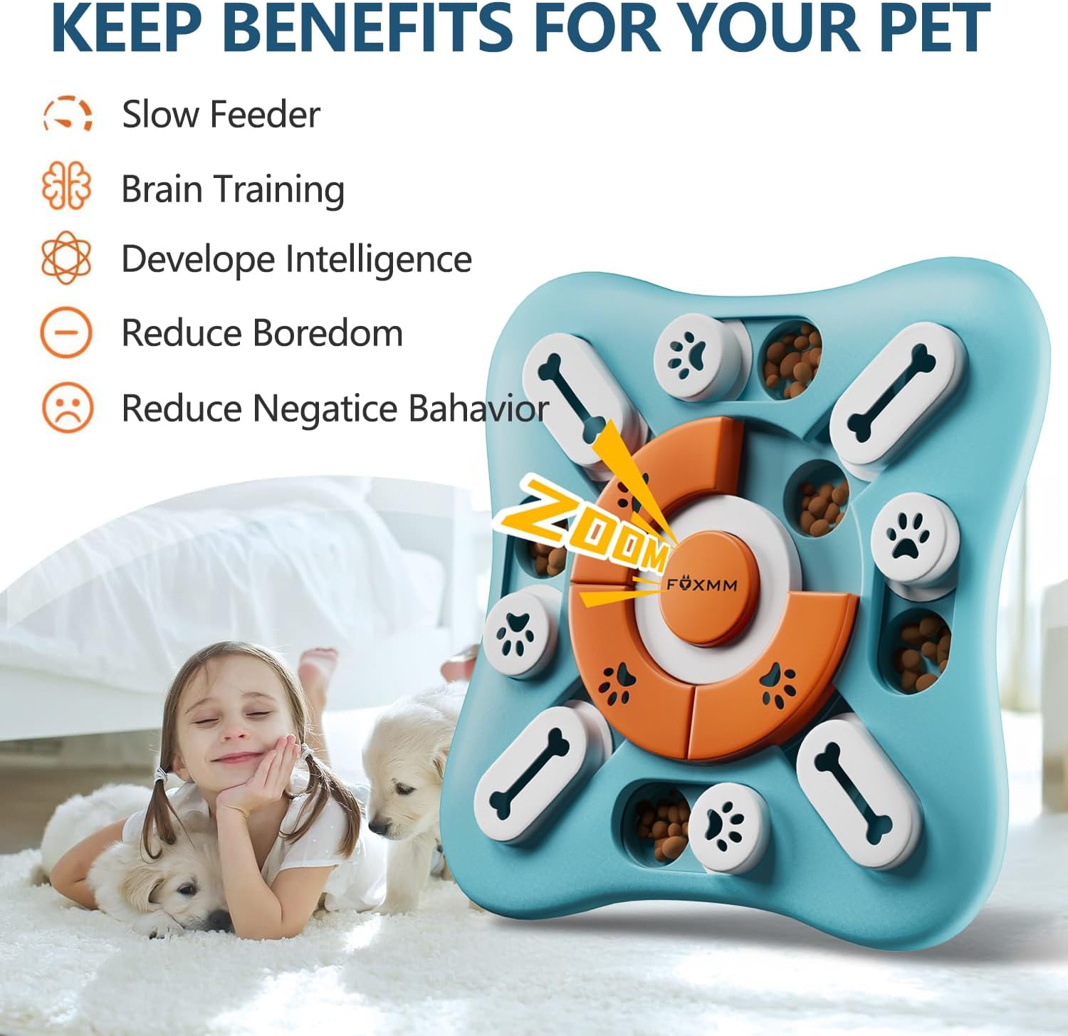 Interactive Dog Treat Puzzle Toy – Mental Enrichment & Slow Feeder with Squeak