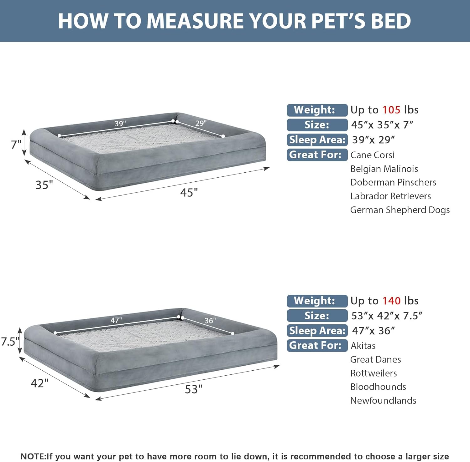 XXXL Orthopedic Dog Bed with Bolsters – Waterproof, Washable Sofa Bed