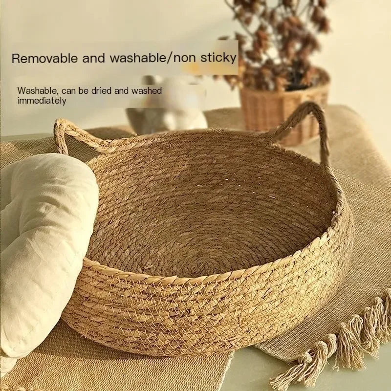 Handwoven Vine Cat Nest – Natural Rattan Bed for All Seasons