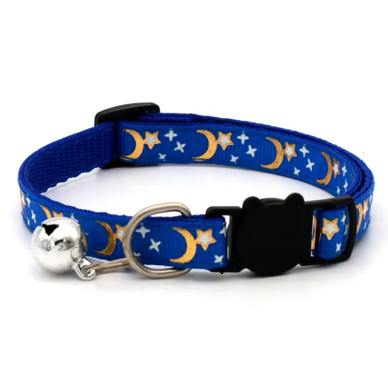 Cat & Puppy Collar with Bell – Adjustable Paw Print Design