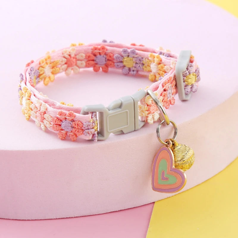 Cat & Puppy Collar with Bell – Adjustable Paw Print Design